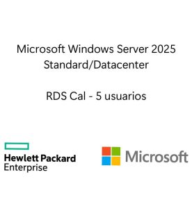 Sistema Operativo Hewlett Packard Enterprise LTU de Microsoft Windows Server 2025 con servicio de escritorio remoto 5 usuarios CAL WW P77120-B21