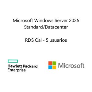 Sistema Operativo Hewlett Packard Enterprise LTU de Microsoft Windows Server 2025 con servicio de escritorio remoto 5 usuarios CAL WW P77120-B21